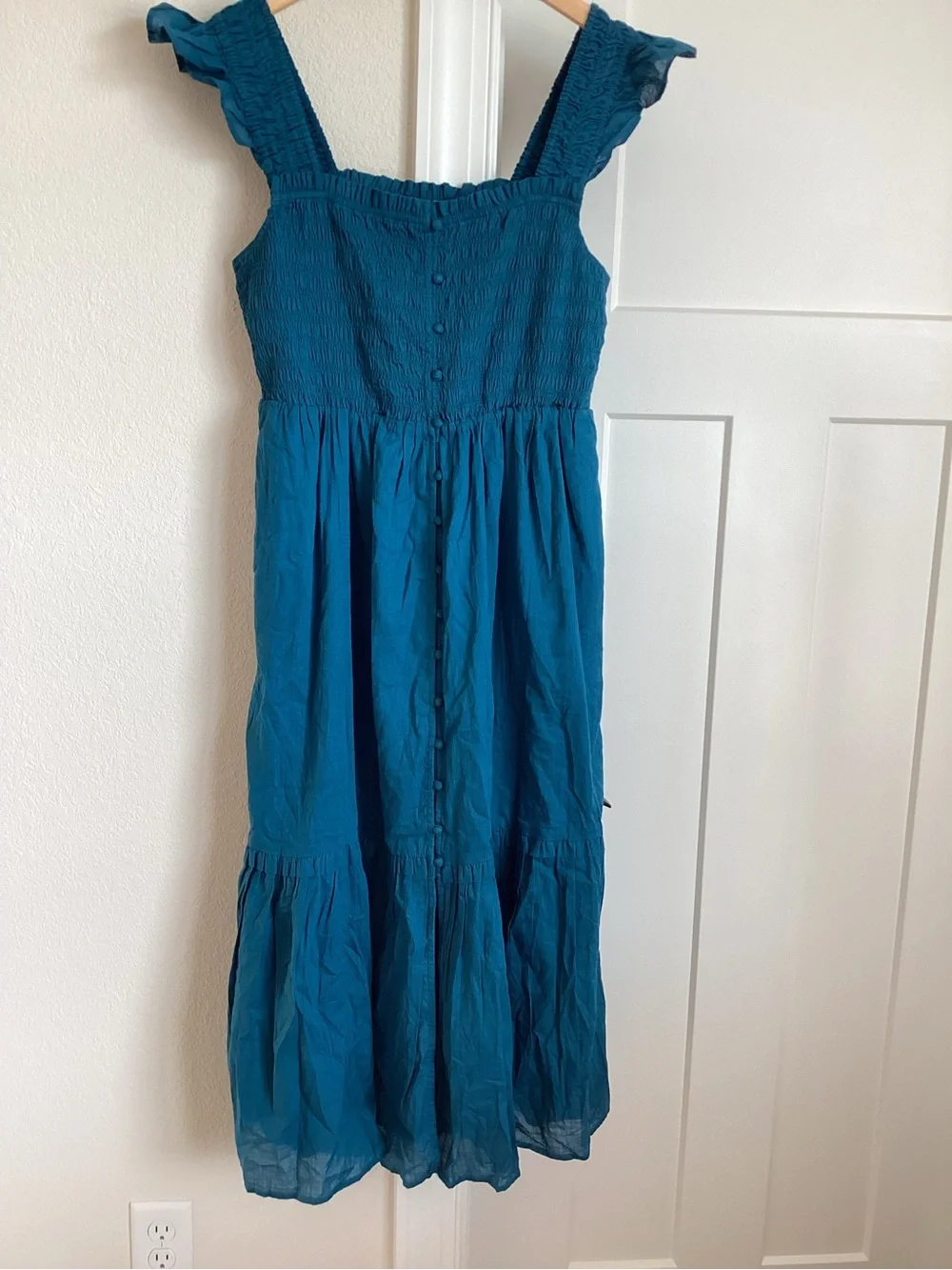 Anthropologie Peregrine Square-Neck Sleeveless Midi Dress New Large Indigo Blue - Picture 4 of 13